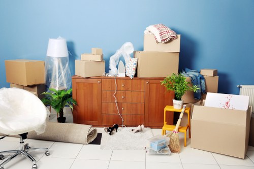 Professional movers handling household items with care